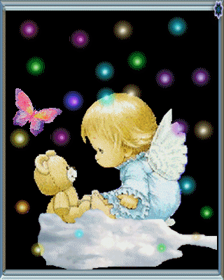 un ange avec son pti nounours sur un nuage tt mimi