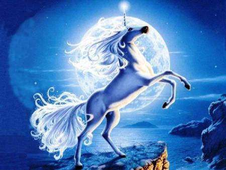 une licorne  avec une maginique lune lool